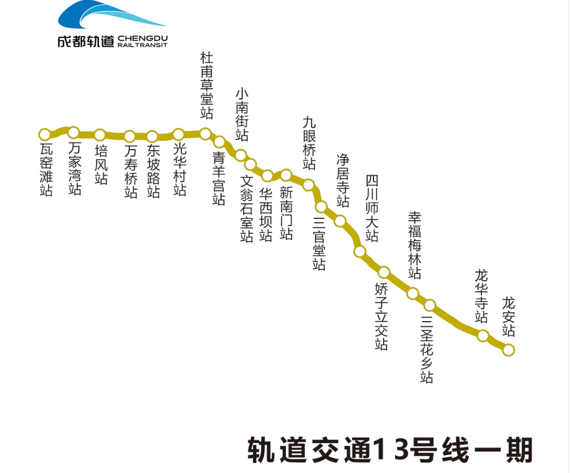 成都地铁13号线最新线路图
